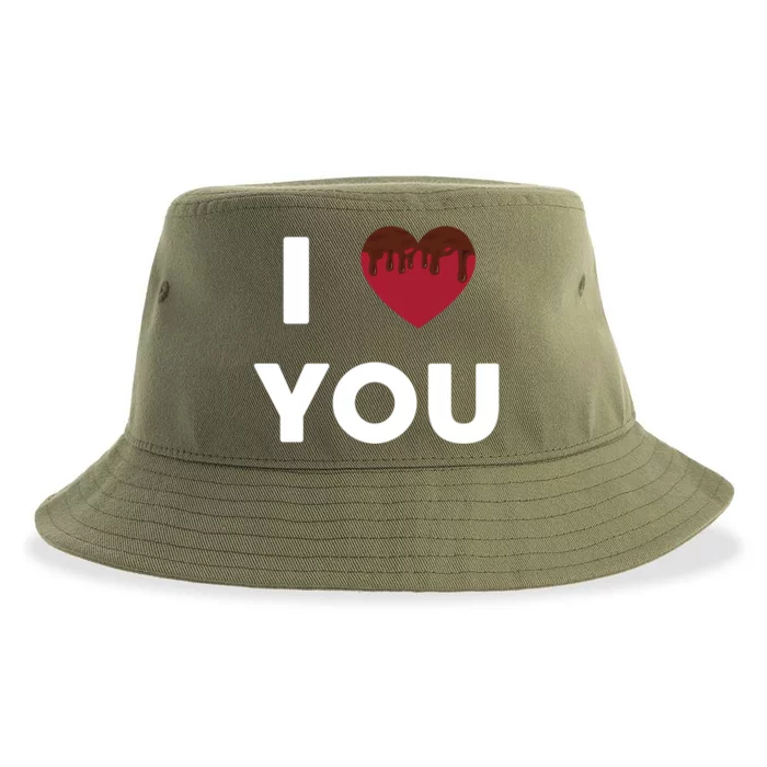 I Love You Heart Shape Covered With Chocolate Valentines Gift Sustainable Bucket Hat