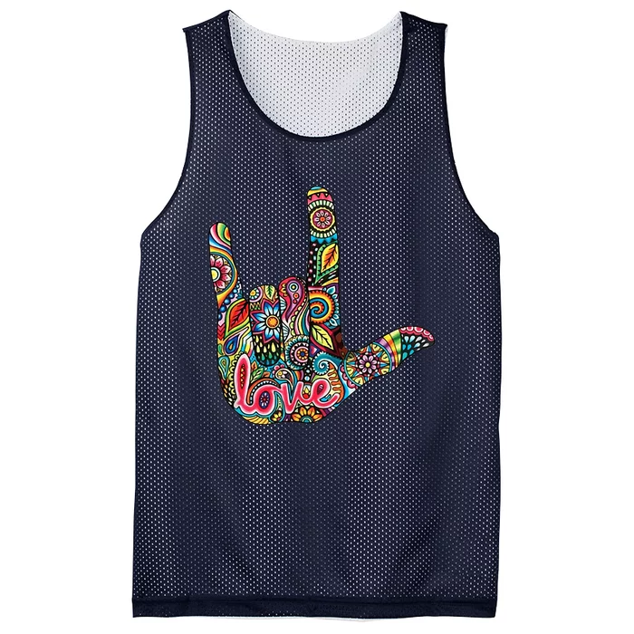 I Love You American Sign Language Gift Mesh Reversible Basketball Jersey Tank