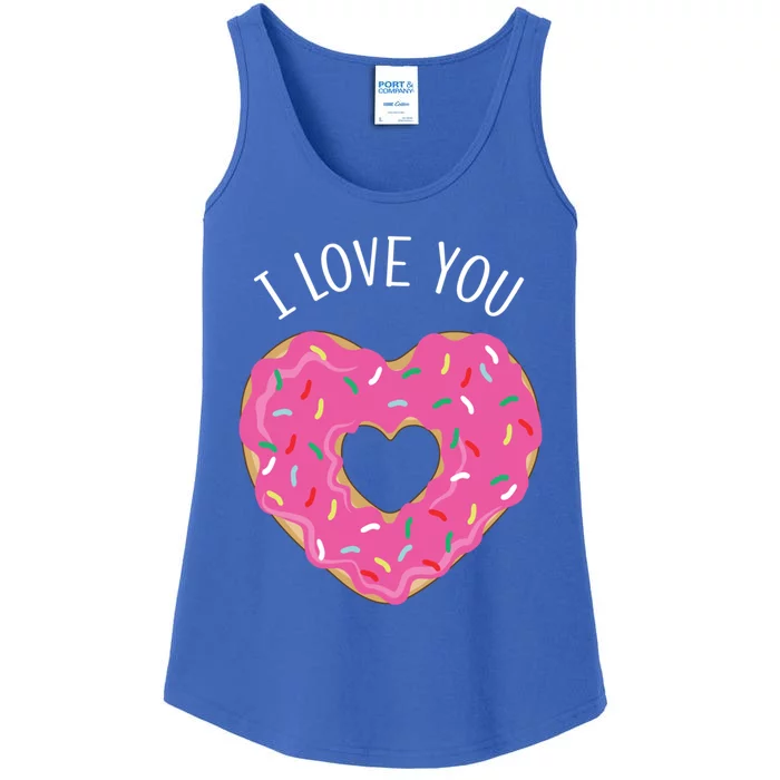 I Love You Valentine's Day Donut Heart Cute Gift Ladies Essential Tank