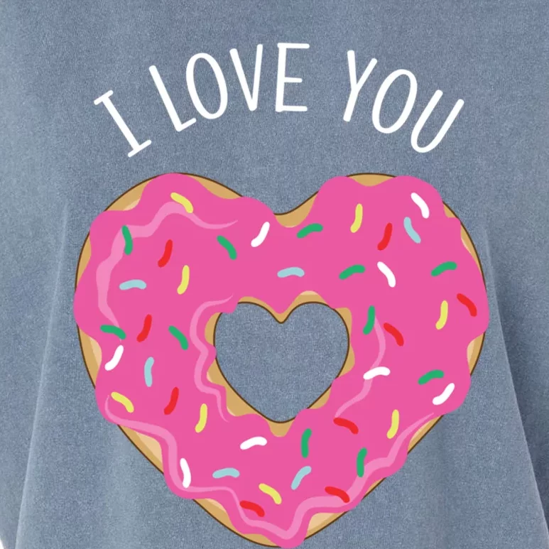 I Love You Valentine's Day Donut Heart Cute Gift Garment-Dyed Women's Muscle Tee