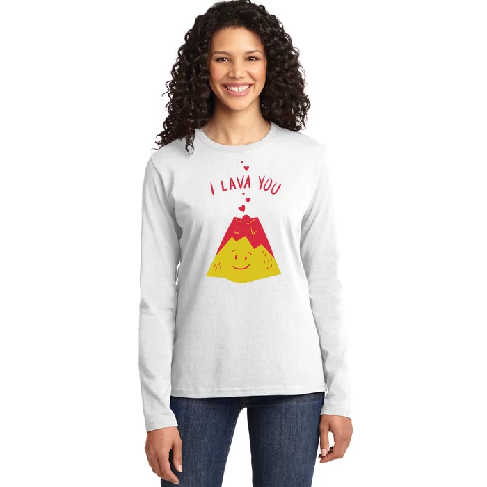 I Lava You Cute Funny Romantic Gift Ladies Long Sleeve Shirt