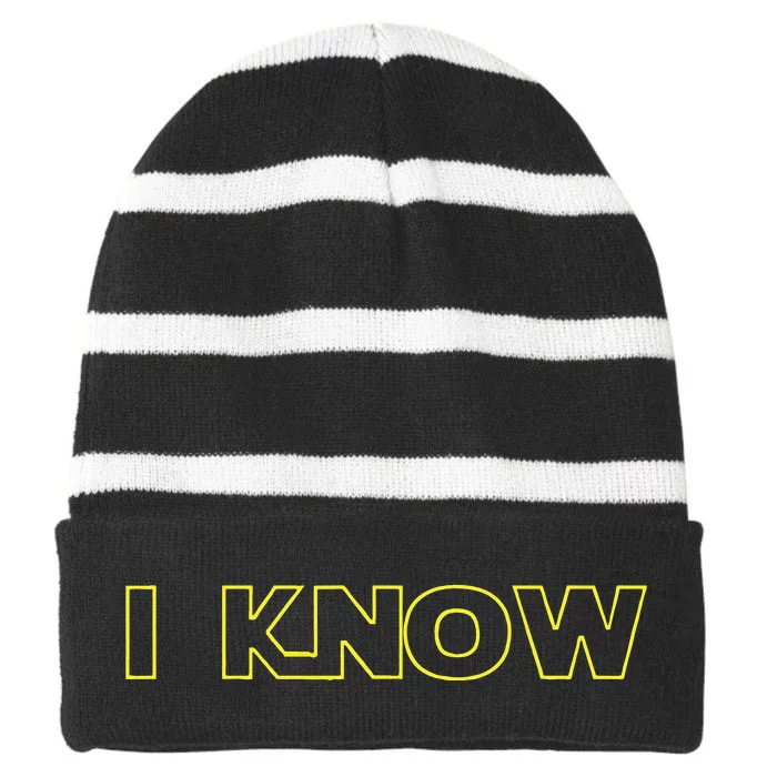 I Love You I Know Matching Couples Vacation Striped Beanie with Solid Band