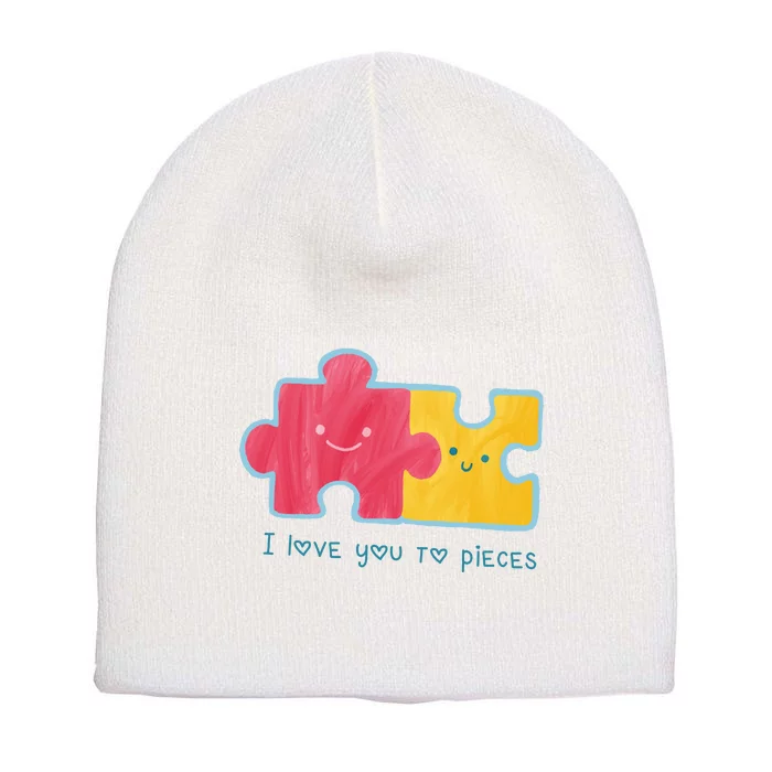 I Love You To Pieces Cute Puzzle Short Acrylic Beanie