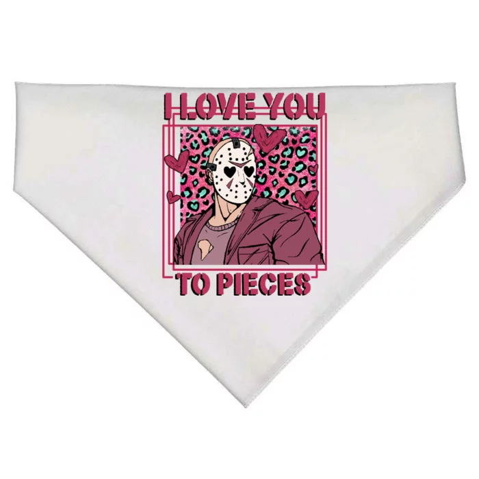 I Love You To Pieces ValentineS Day Horror Character USA-Made Doggie Bandana