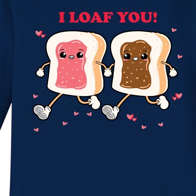 I Loaf You Valentines Day Funny Gift Baby Long Sleeve Bodysuit