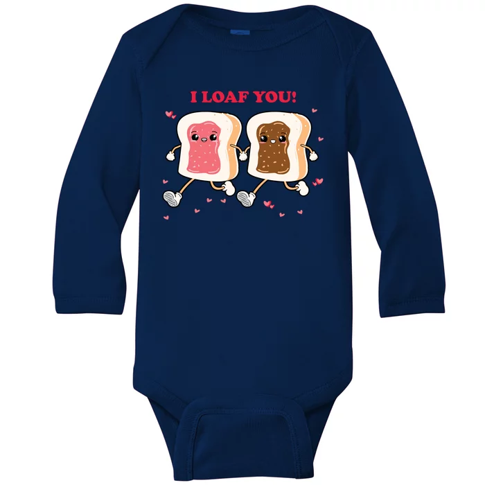 I Loaf You Valentines Day Funny Gift Baby Long Sleeve Bodysuit