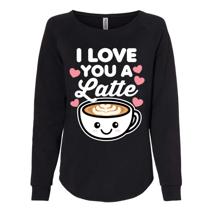 I Love You A Latte Coffee Hearts Valentine's Day White Text Gift Womens California Wash Sweatshirt