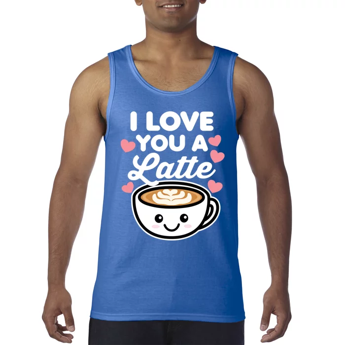 I Love You A Latte Coffee Hearts Valentine's Day White Text Gift Tank Top