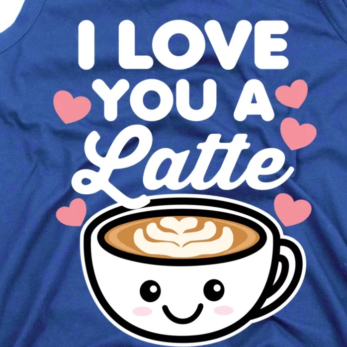 I Love You A Latte Coffee Hearts Valentine's Day White Text Gift Tank Top