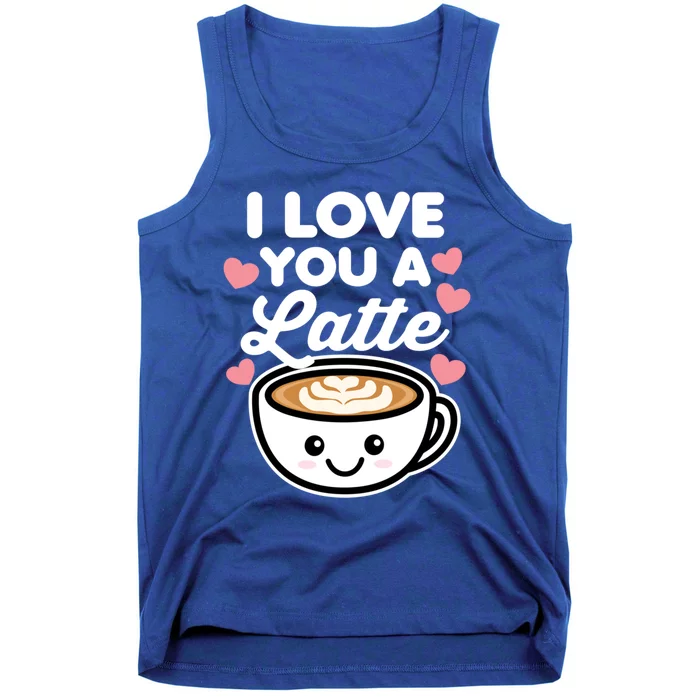 I Love You A Latte Coffee Hearts Valentine's Day White Text Gift Tank Top