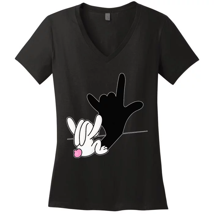 I Love You Hand Sign Language ASL Easter Women's V-Neck T-Shirt