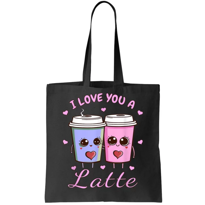 I Love You A Latte Coffee Lover Retro Groovy Valentines Day Tote Bag