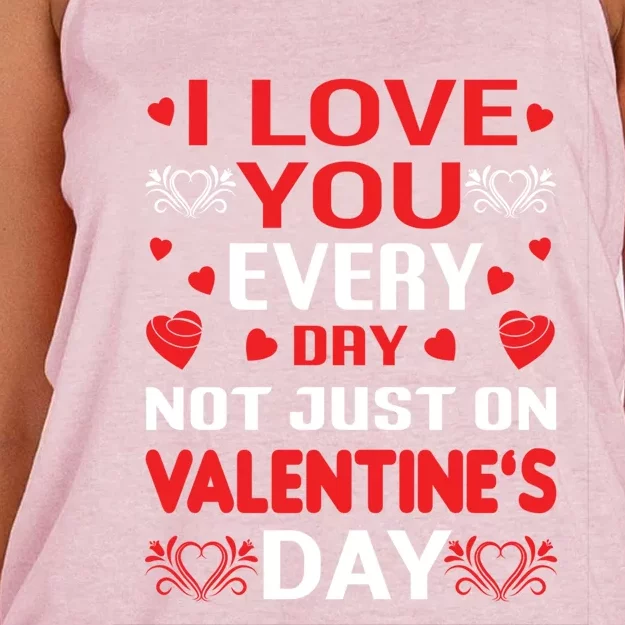 I Love You Everyday Valentines Day Cute Heart Lover Gift Women's Knotted Racerback Tank