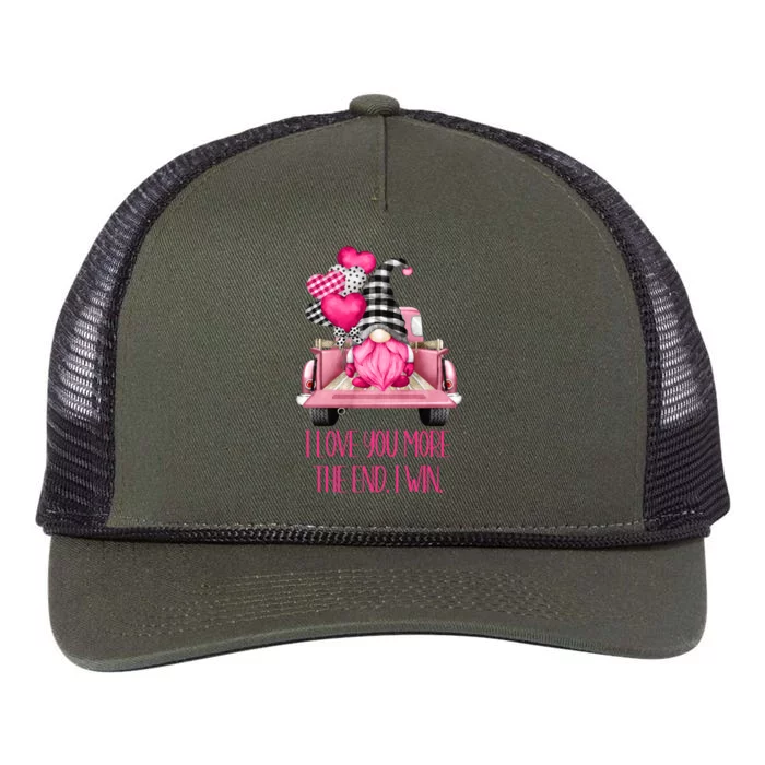 I Love You More Pink Gnome Truck Valentines Day Gift Retro Rope Trucker Hat Cap