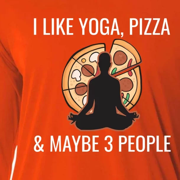 I Like Yoga Pizza And Maybe 3 People Funny Introvert Gift Meaningful Gift Cooling Performance Long Sleeve Crew