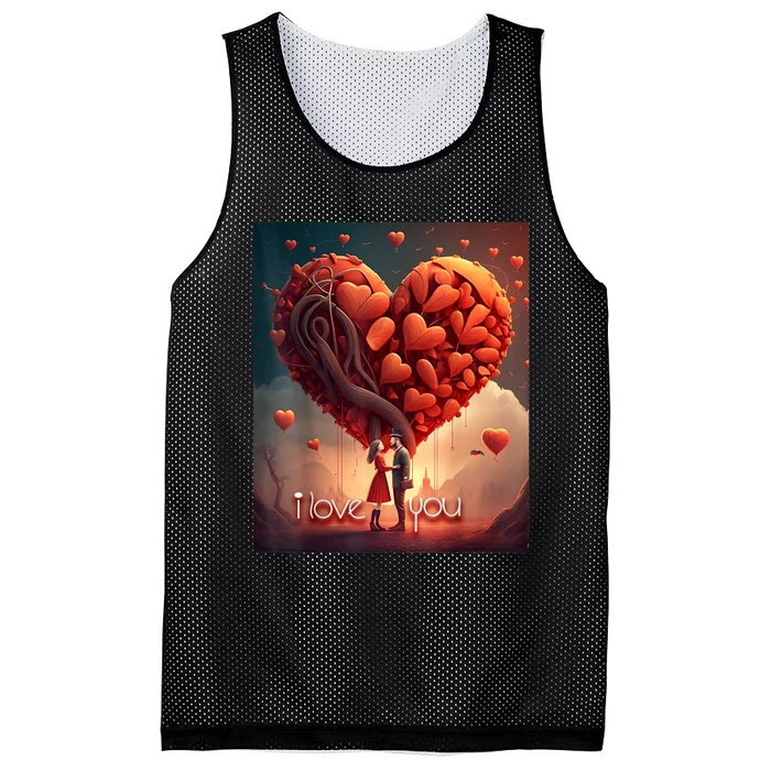 I Love You Mesh Reversible Basketball Jersey Tank