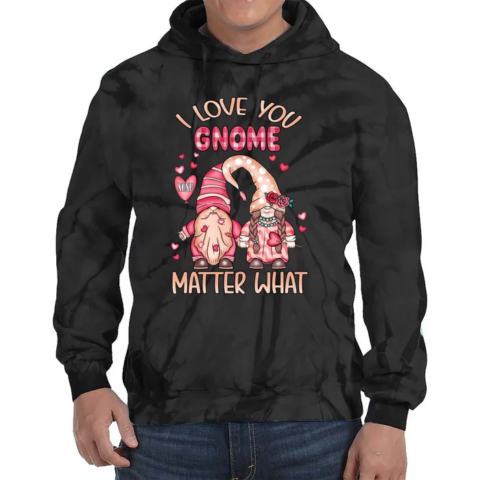 I Love You Gnome Valentines Gift For Valentine Day Tie Dye Hoodie