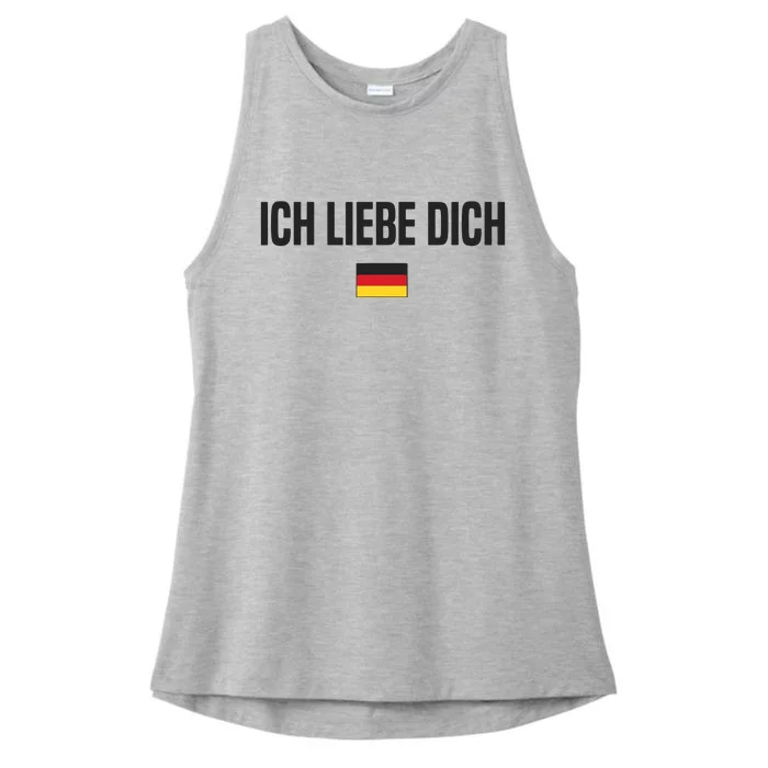 I Love You In German Language Germany Funny German Saying Ladies Tri-Blend Wicking Tank