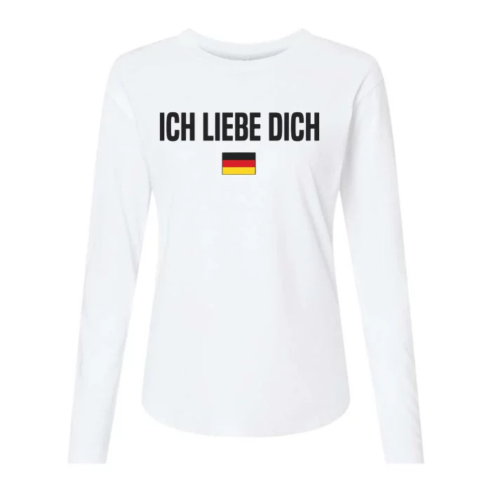 I Love You In German Language Germany Funny German Saying Womens Cotton Relaxed Long Sleeve T-Shirt