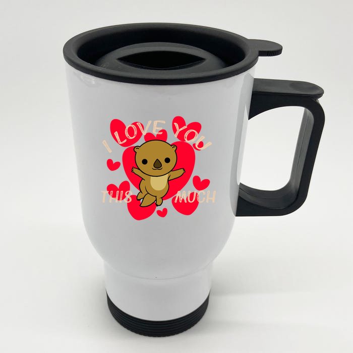 I Love You This Much Cute Otter Hug Valentine's Celebration Great Gift Front & Back Stainless Steel Travel Mug