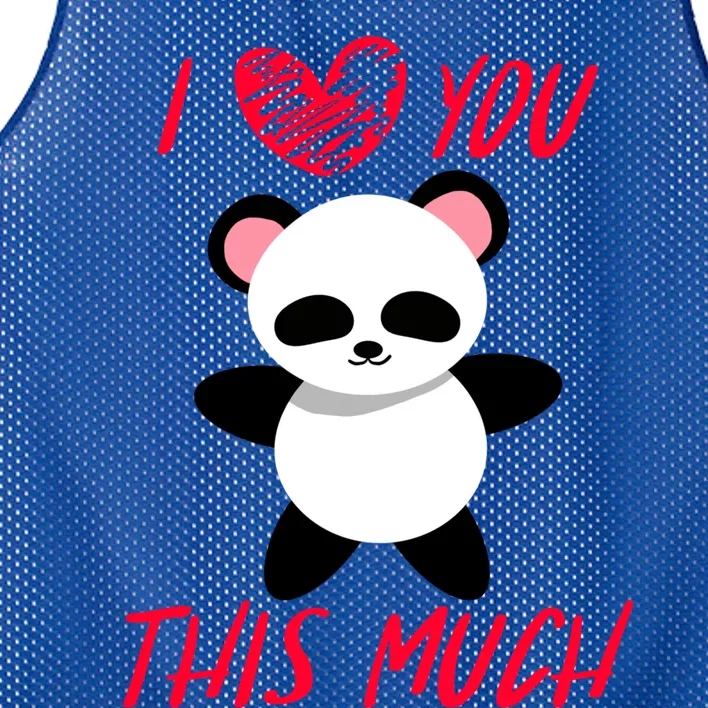 I Love You This Much Cute Panda Hug Valentine's Holiday Gift Mesh Reversible Basketball Jersey Tank