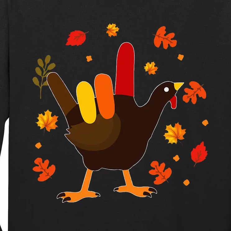 I Love You Hand Sign Turkey Cool ASL Thanksgiving Tall Long Sleeve T-Shirt