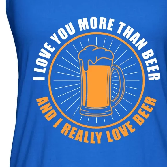 I Love You More Than Beer Funny Valentines Day For Him Funny Gift Ladies Essential Flowy Tank