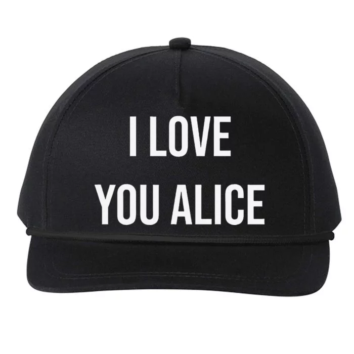 I Love You Alice Snapback Five-Panel Rope Hat