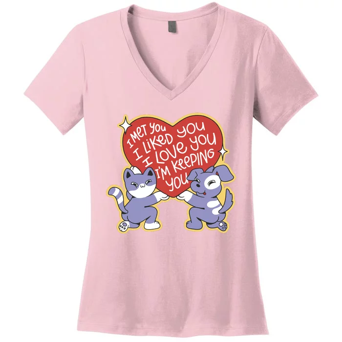 I Love You Heart Quote Cute Gift Women's V-Neck T-Shirt