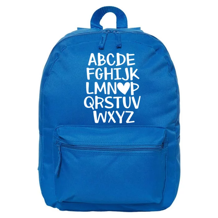 I Love You Abc Alphabet Teacher Valentines Day Heart Funny Gift 16 in Basic Backpack