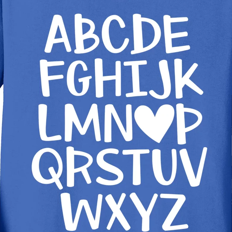 I Love You Abc Alphabet Teacher Valentines Day Heart Funny Gift Kids Long Sleeve Shirt