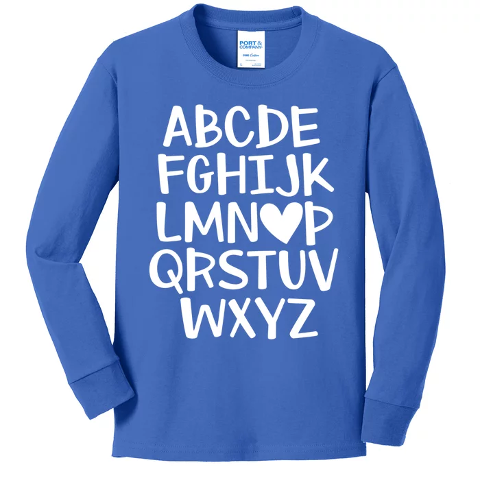 I Love You Abc Alphabet Teacher Valentines Day Heart Funny Gift Kids Long Sleeve Shirt