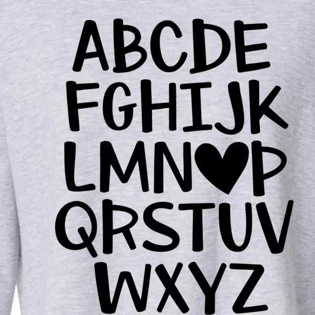 I Love You Abc Alphabet Teacher Valentines Day Heart Funny Gift Cropped Pullover Crew