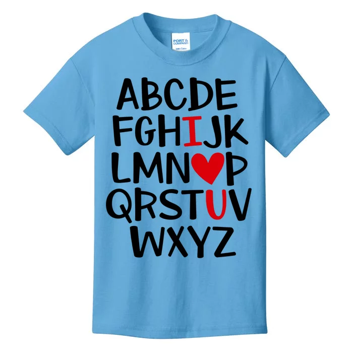 I Love You Abc Alphabet Teacher Valentines Day Heart Funny Gift Kids T-Shirt