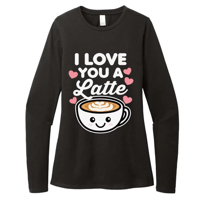 I Love You A Latte Coffee Hearts Valentine's Day White Text Womens CVC Long Sleeve Shirt