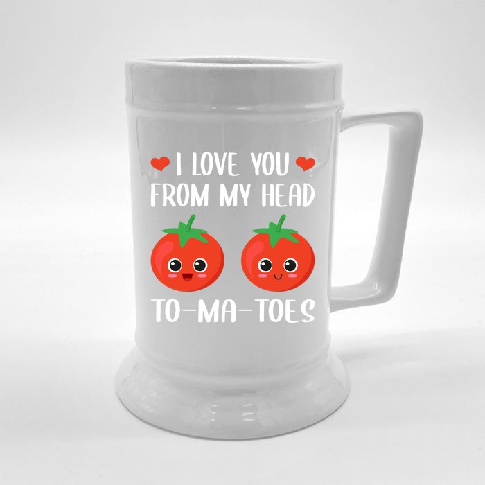 I Love You From My Head Tocute Giftmacute Gifttoes Food Pun Valentine's Day Cool Front & Back Beer Stein