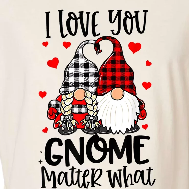 I Love You Gnome Matter What Buffalo Plaid Valentine's Day Garment-Dyed Women's Muscle Tee