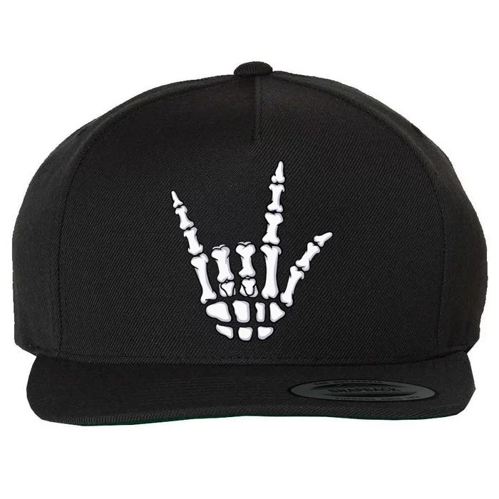 I Love You Sign Language Skeleton Hand ASL Halloween Costume Wool Snapback Cap