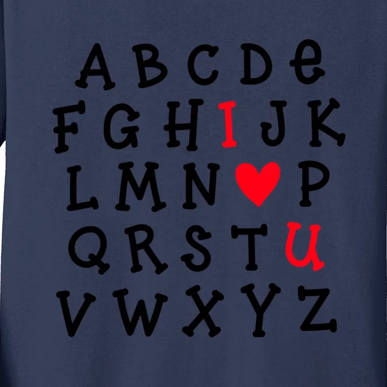 I Love You Abc Alphabet Teacher Valentines Day Heart Funny Gift Kids Long Sleeve Shirt