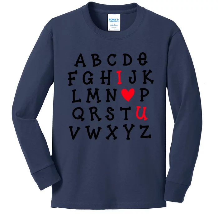 I Love You Abc Alphabet Teacher Valentines Day Heart Funny Gift Kids Long Sleeve Shirt