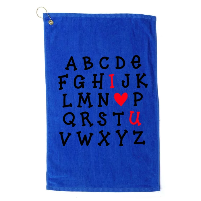 I Love You Abc Alphabet Teacher Valentines Day Heart Funny Gift Platinum Collection Golf Towel