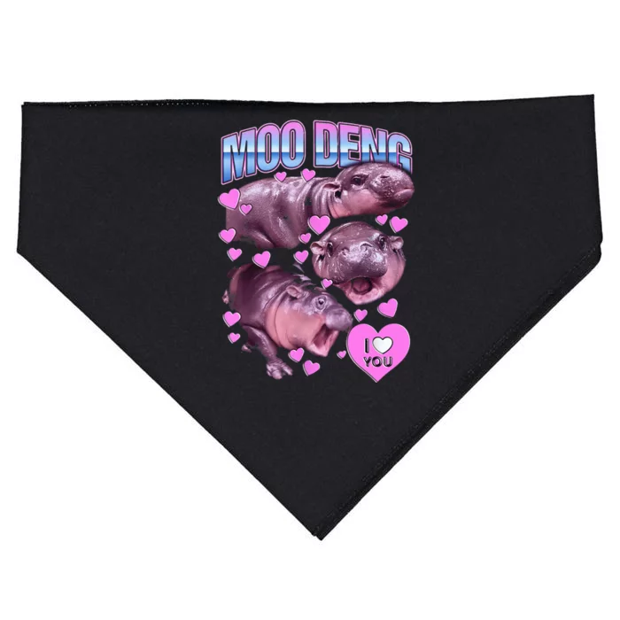 I Love You Moo Deng Cute Funny Hippo USA-Made Doggie Bandana