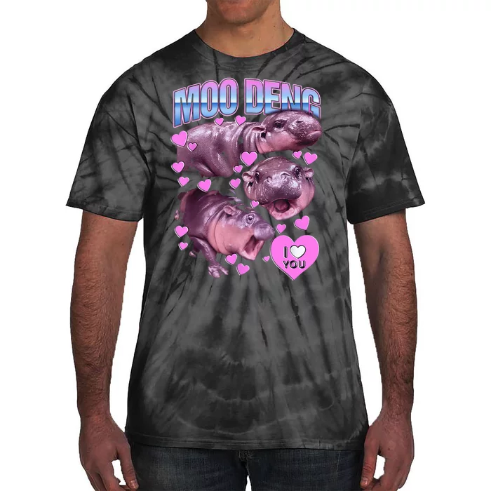 I Love You Moo Deng Cute Funny Hippo Tie-Dye T-Shirt