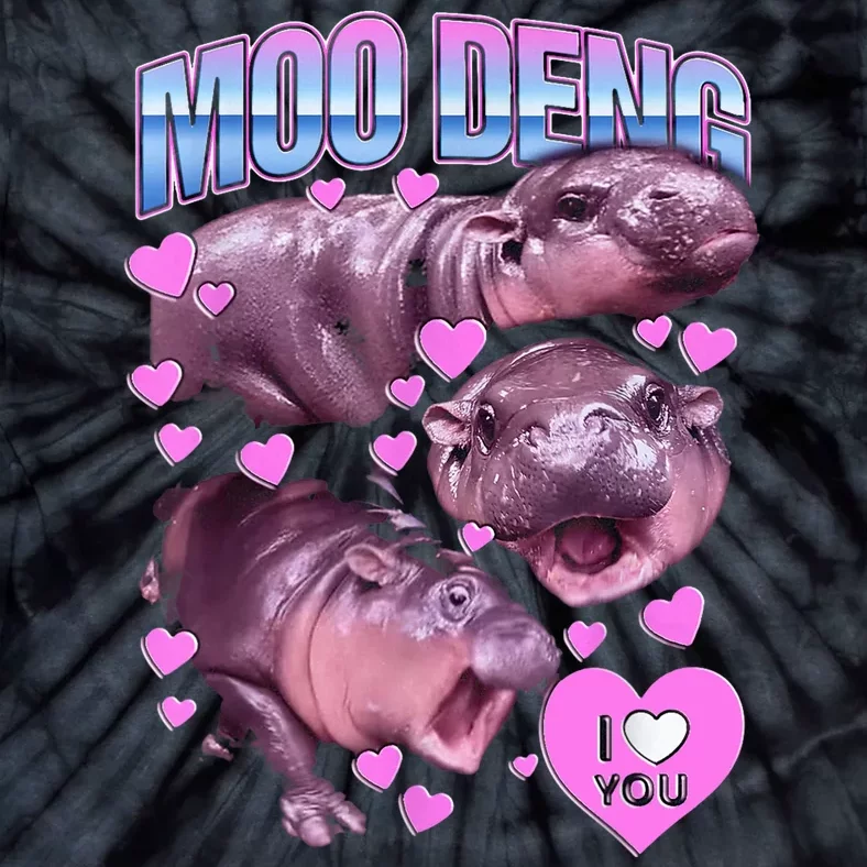 I Love You Moo Deng Cute Funny Hippo Tie-Dye T-Shirt