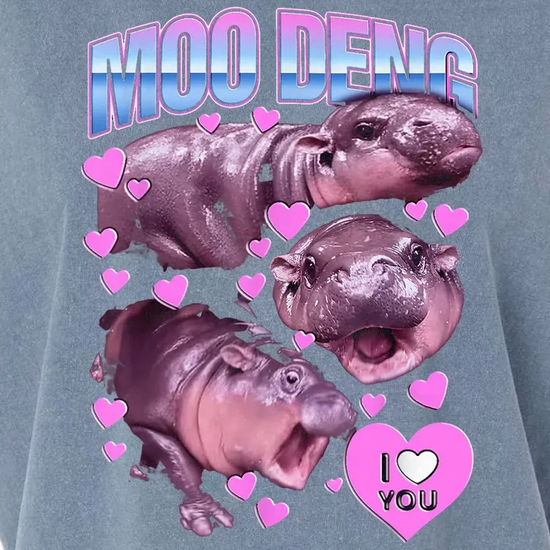 I Love You Moo Deng Cute Funny Hippo Garment-Dyed Women's Muscle Tee