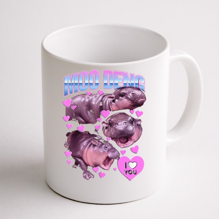 I Love You Moo Deng Cute Funny Hippo Front & Back Coffee Mug