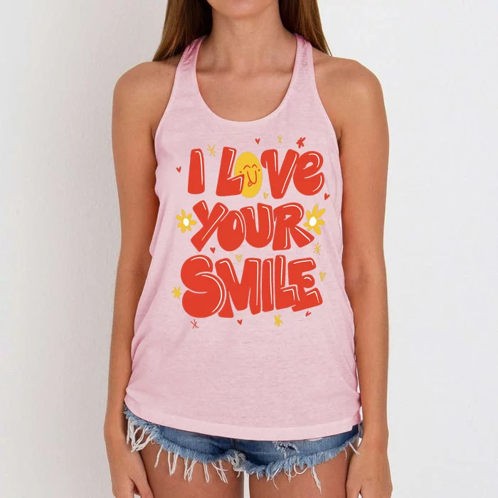 I Love Your Smile Happy Cute Gift Women's Knotted Racerback Tank