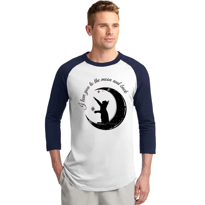 I Love You To The Moon And Back Cute Valentine Gift Cat Valentine Cat Love Baseball Sleeve Shirt