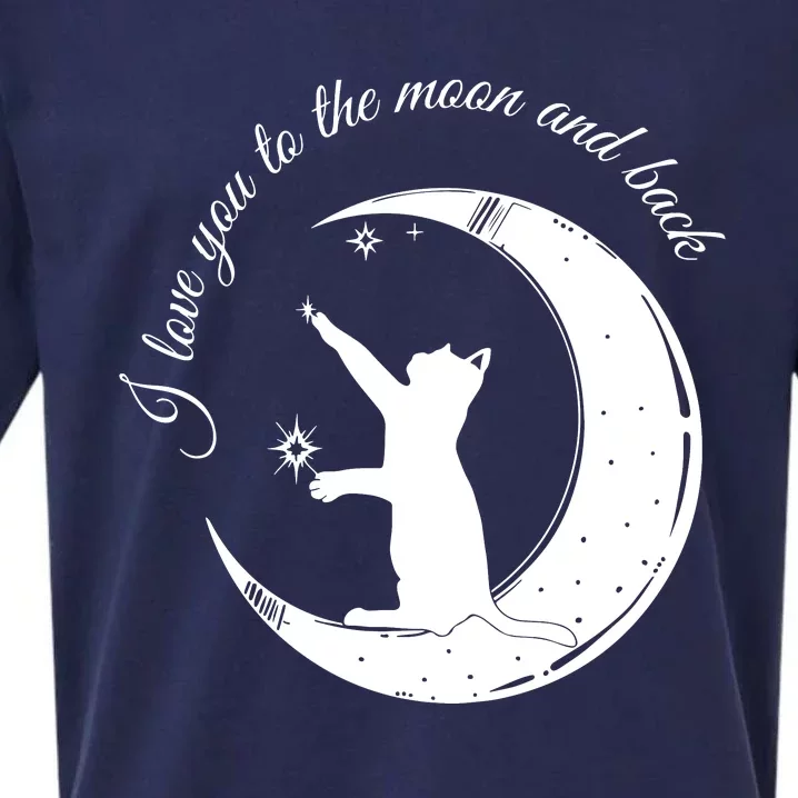 I Love You To The Moon And Back Cute Valentine Gift Cat Valentine Cat Love Sueded Cloud Jersey T-Shirt