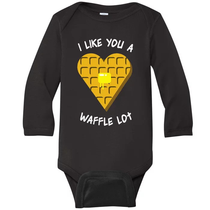 I Like You A Waffle Lot Valentines Day Hearts Day Foodie Baby Long Sleeve Bodysuit